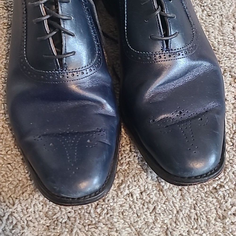 EUC Allen Edmonds Cornwallis Navy Blue Leather Dress Shoes Oxfords Men 14B - Picture 6 of 9